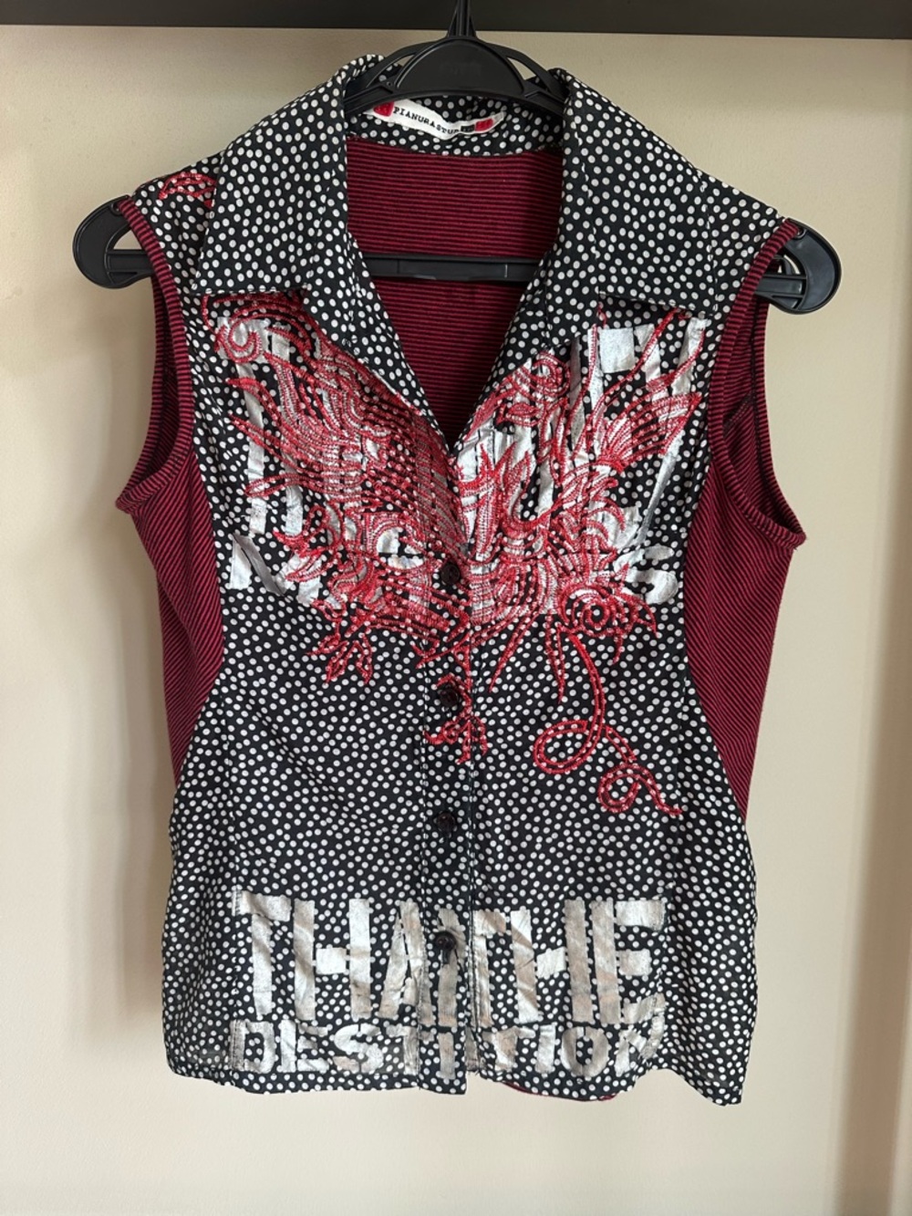 Top; short sleeve with collar; Pianurastudio; 44; good condition.